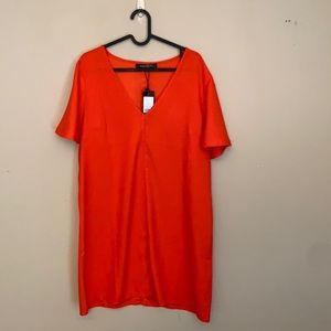 Orange flutter sleeve tshirt dress